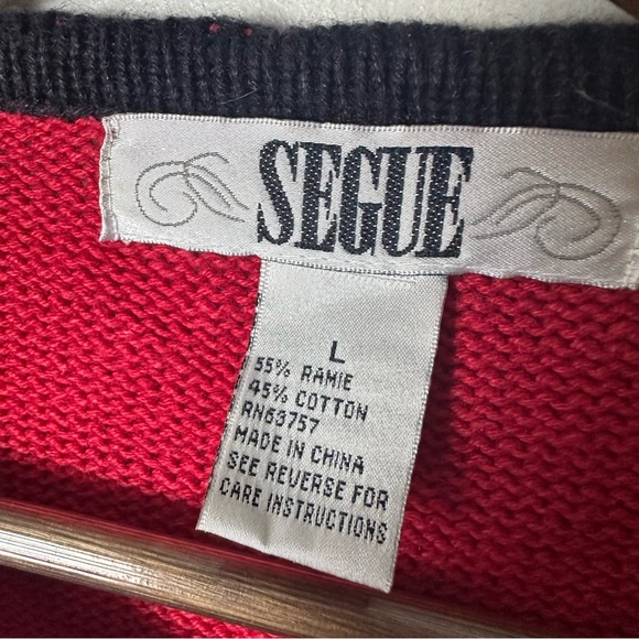 Vintage 80s Segue Christmas Cardigan Sweater Large Holiday Appliqué Knit Cottage - Picture 15 of 15